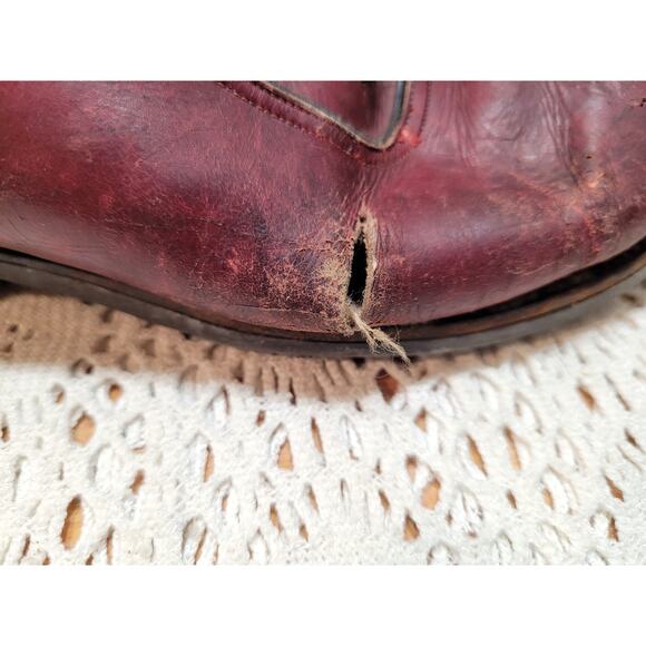 Vintage 1950's Men's Red Genuine Leather Goodyear Oxford Shoes Size 5.5 - Picture 3 of 11